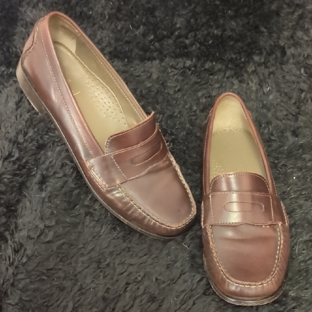 Cole Haan Women's Dark Brown Leather Penny Loafers